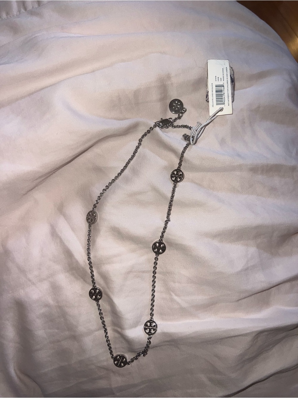 Tory Burch silver delicate logo necklace